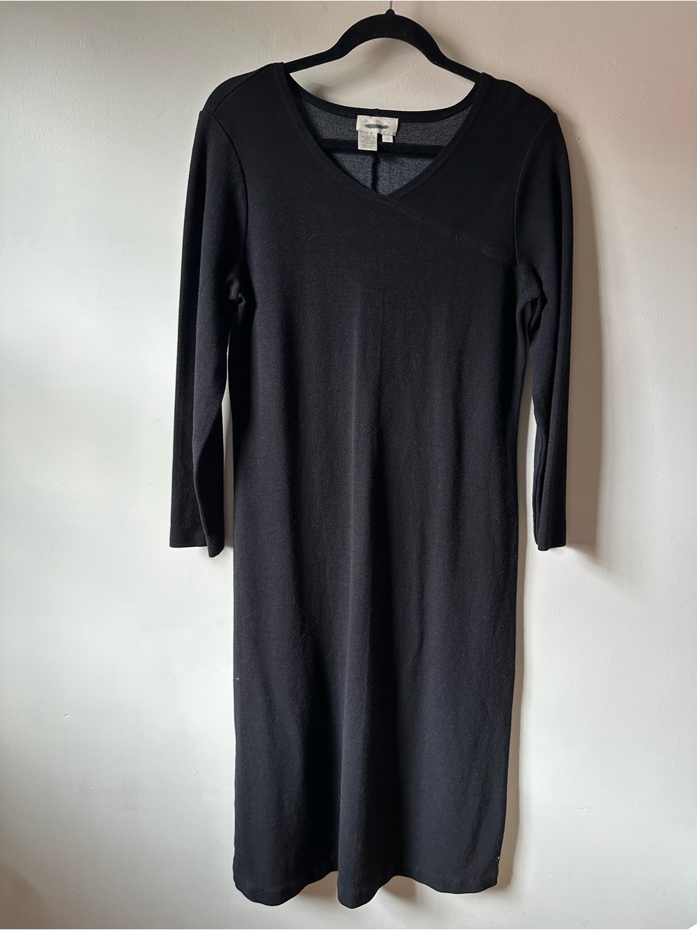 90s J Jill Black Midi Stretch Dress Modest Capsule Fall Minimal